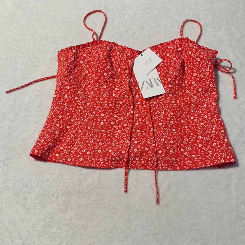 Zara Red Floral Camisole Top